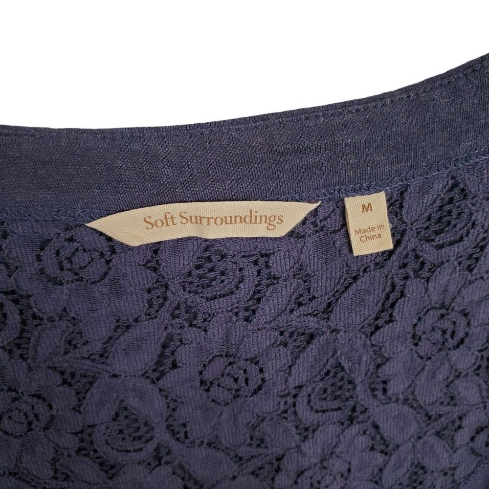 Soft Surroundings Sz M Tunic Maddalena Jersey Knit Shaped Fit Artsy Buttons Blue - Picture 5 of 9